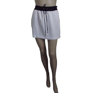 Express Skirt Womens Small White Black Colorblock Side Stripe drawstring elastic